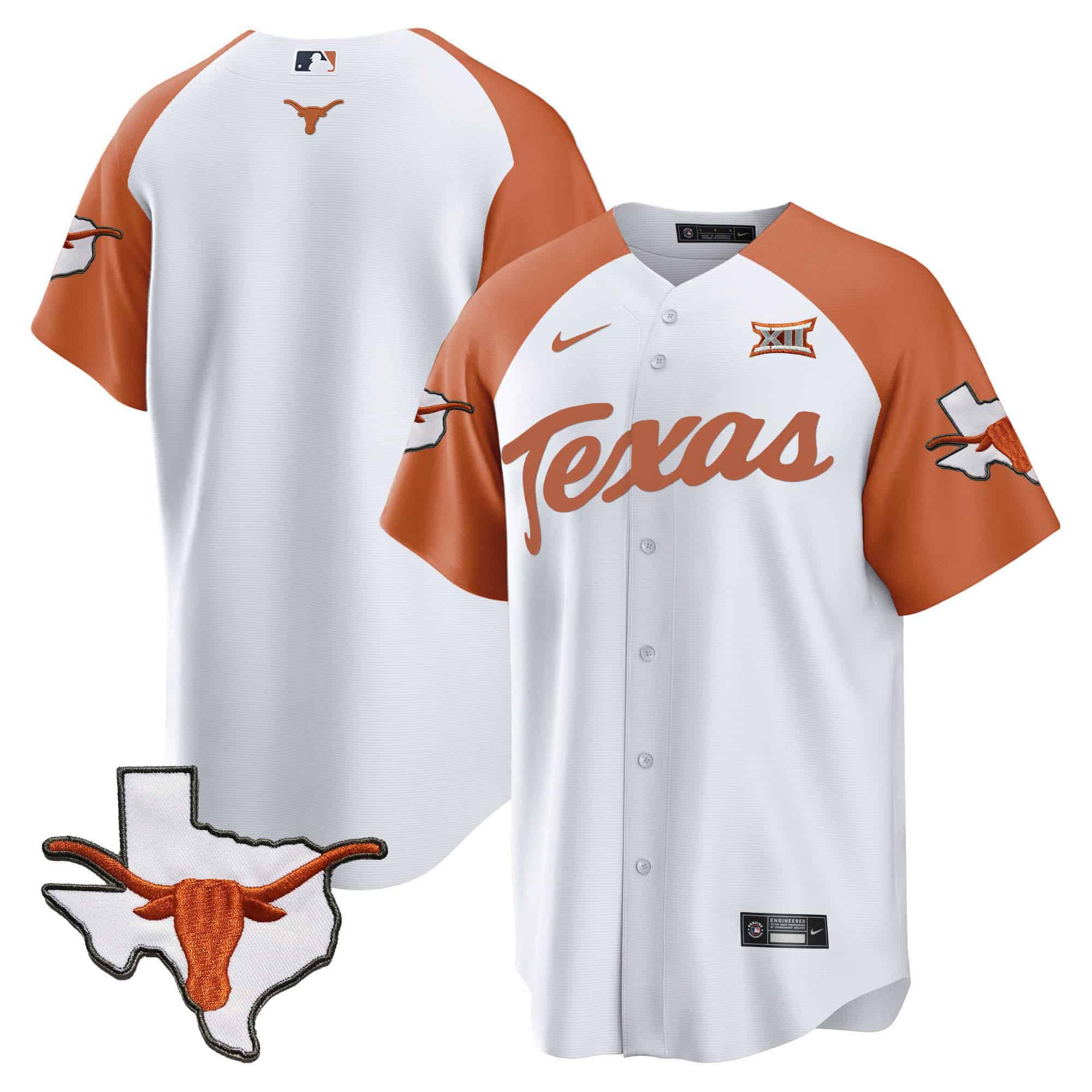 Men Texas Longhorns Blank White 2024 Baseball NCAA Jersey style 2